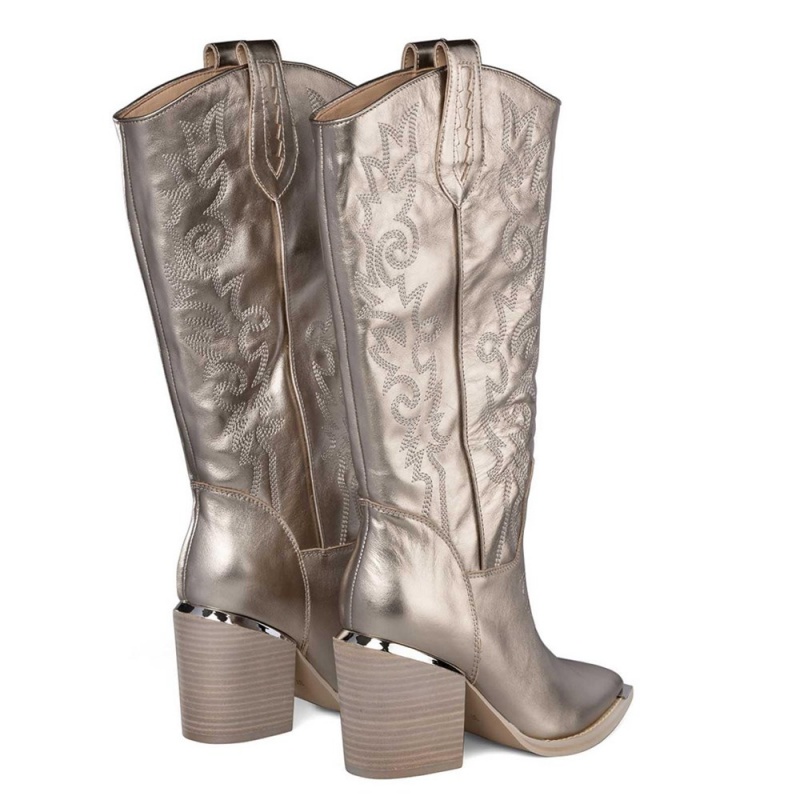 Bottes à Talons Alma En Pena Cowboy Boots Bleu Marine Femme | TBP-01942677